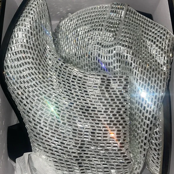 Shimmering Silver Heeled Boots - Picture 2 of 4